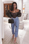 Black Leopard Print Sheer Mesh Bodysuit