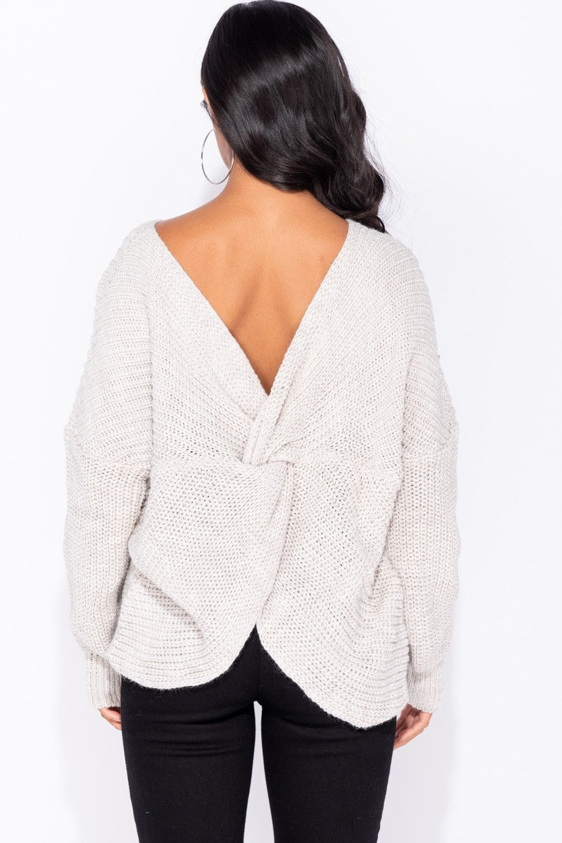 Stone Twist Front Oversized Knitted Jumper