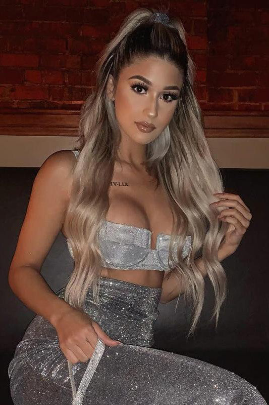 Silver Sparkly Glitter Cupped Bralet