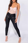 Pink Sheer Mesh Panel Bustier Bodysuit