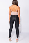 Pink Sheer Mesh Panel Bustier Bodysuit