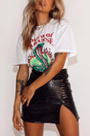 Black Croc Print Faux Leather Mini Skirt