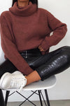 Black Faux Leather Zip Front Croc Trousers