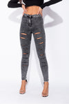 Charcoal Multi Slash High Waisted Jeans