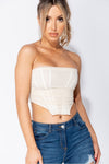 Cream Mesh Boned Corset Crop Top