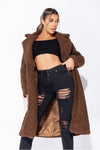 Brown Longline Borg Teddy Coat