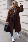 Brown Longline Borg Teddy Coat