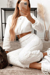 White Teddy Top & Joggers Loungewear Set