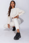 White Teddy Top & Joggers Loungewear Set