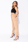 Camel Drawstring Detail Oversized Joggers