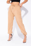 Camel Drawstring Detail Oversized Joggers