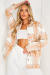 Beige Check Oversized Shacket