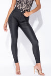 Black Coated High Waist Skinny Jeans
