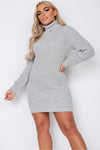 Light Grey Knitted Roll Neck Jumper Dress