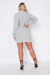 Light Grey Knitted Roll Neck Jumper Dress