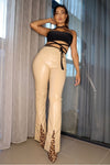 Mocha Faux Leather Split Front Trousers
