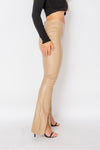 Mocha Faux Leather Split Front Trousers