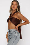 Brown Multi Way Scarf Wrap Crop Top