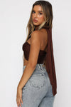 Brown Multi Way Scarf Wrap Crop Top