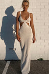 Off White Sheer Knit Cut Out Maxi Dress