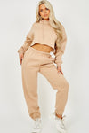 Stone Oversized Raw Hem Cropped Hoodie & Joggers