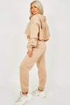 Stone Oversized Raw Hem Cropped Hoodie & Joggers