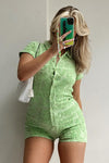 Pistachio Embossed Towelling Playsuit