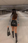 Zebra Print Cut Out Tie Back Bodysuit
