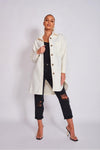 Cream Brushed Woven Oversized Longline Shacket