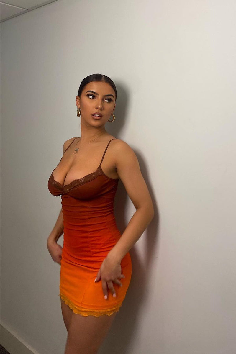 Orange Sunset Ombre Print Cami Mini Dress