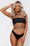 Black Diamante Mesh Fishnet Crop Top