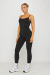 Black Seamless Strappy Jumpsuit