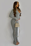 Light Grey Panel Detail Tracksuit Set