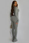 Light Grey Panel Detail Tracksuit Set