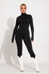 Black Turtleneck Long Sleeve Jumpsuit