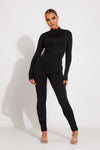 Black High Neck Seam Detail Sportline Jumpsuit