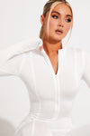 White High Neck Seam Detail Sportline Jumpsuit