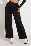 Black High Neck Crop Top & Wide Leg Trousers Co-Ord