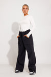 Black Low Rise Oversized Parachute Cargo Pants