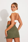 Cream Knit Turtle Neck Open Back Crop Top