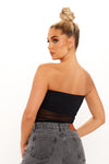 Black Mesh Insert Detail Bandeau Crop Top