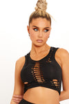 Black Cut Out Ladder Detail Crop Top & Midi Skirt Co-Ord