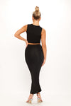 Black Cut Out Ladder Detail Crop Top & Midi Skirt Co-Ord