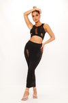 Black Cut Out Ladder Detail Crop Top & Midi Skirt Co-Ord