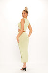Green Cut Out Ladder Detail Crop Top & Midi Skirt Co-Ord