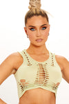 Green Cut Out Ladder Detail Crop Top & Midi Skirt Co-Ord