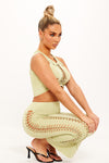 Green Cut Out Ladder Detail Crop Top & Midi Skirt Co-Ord