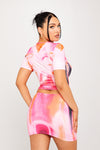 Pink Body Print Graphic Crop Top & Mini Skirt Co-Ord