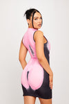 Pink High Neck Sleeveless Body Art Print Mini Dress