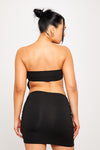 Black Buckle Detail Strapless Cowl Crop Top